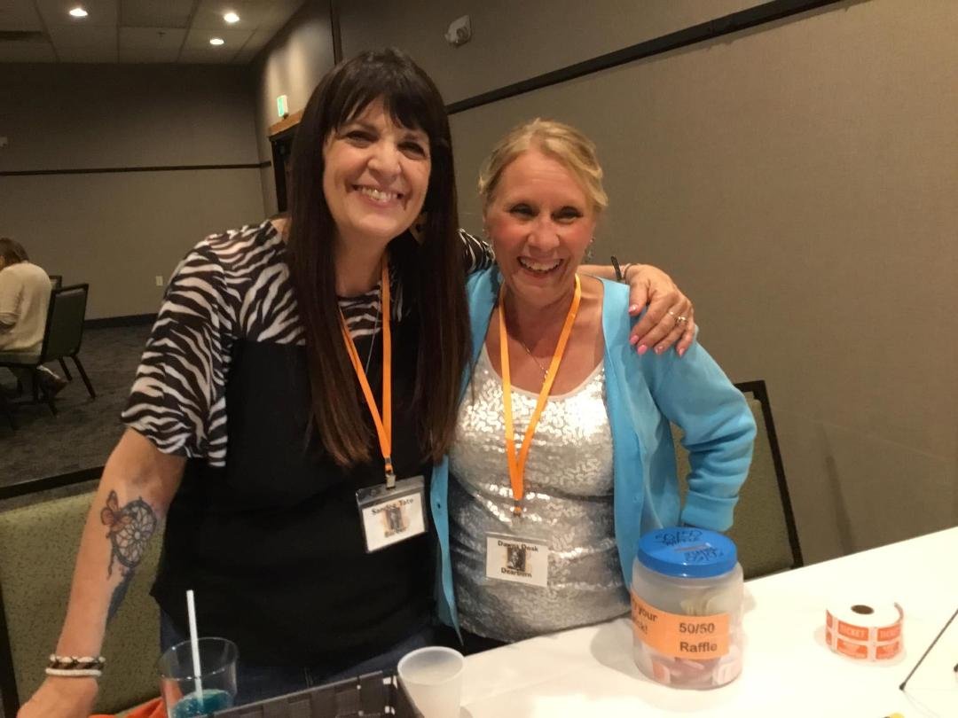 My Bestie and I manning the greet table at our 45th Class Reunion!!