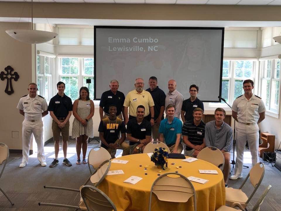 Tom Powers USNA class of 1972 at the North Carolina Hail and Farewell ceremony for the incoming class of 2022 and grads from class of 2018. Tom and I are Links in the Chain from North Carolina. Today was induction for clas