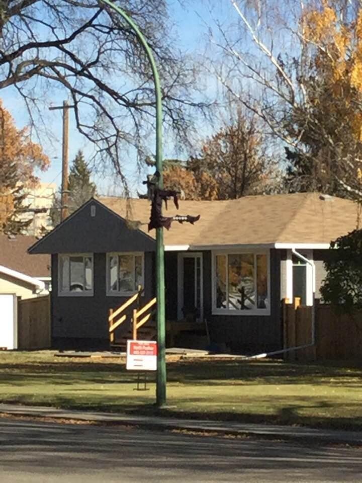 IT’S  Official! Halloween season has started.  The Witch is up, but I fear this will be the last time as the house is for sale.