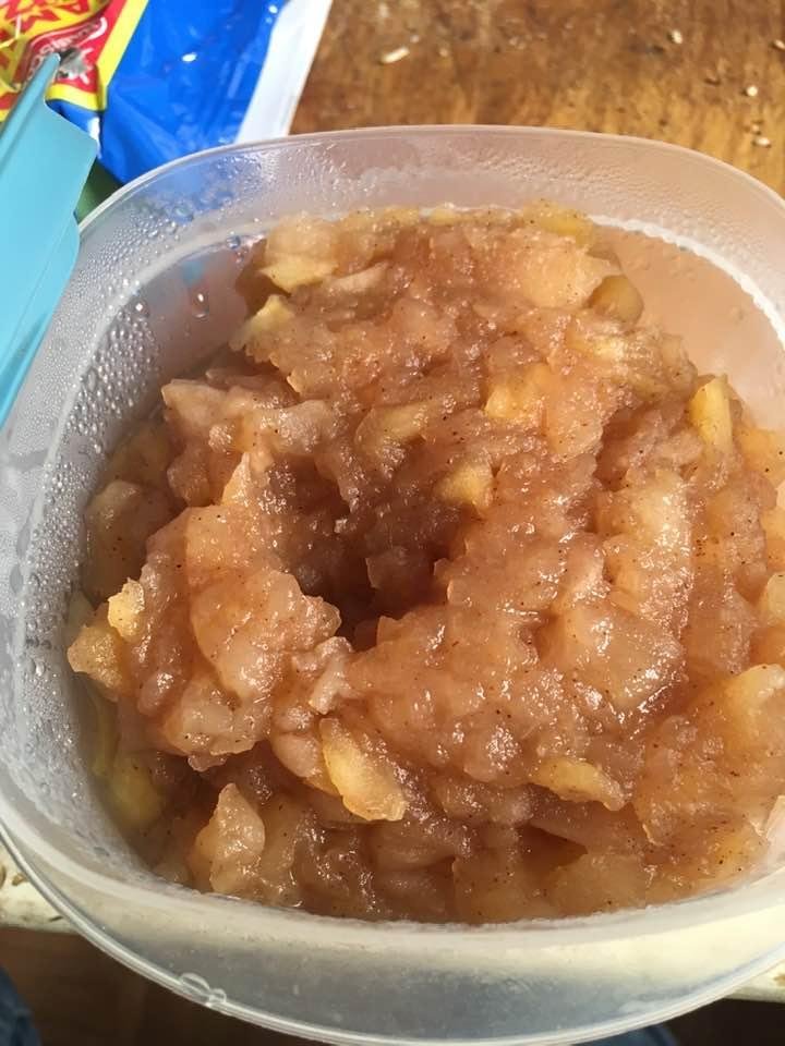 First ever attempt at applesauce. Tastes good. Next time I will use a blender, chopping up the apple took some time.