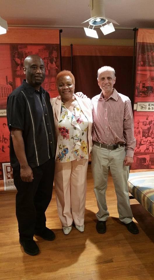 Mr. John F. Baker, the author of the Washingtons of Wessyngton Plantation,  Mr. Thomas Lonnberg,  Curator of History for the Evansville Museum  with Lu Porter, Executive Director of Evansville African American Museum.