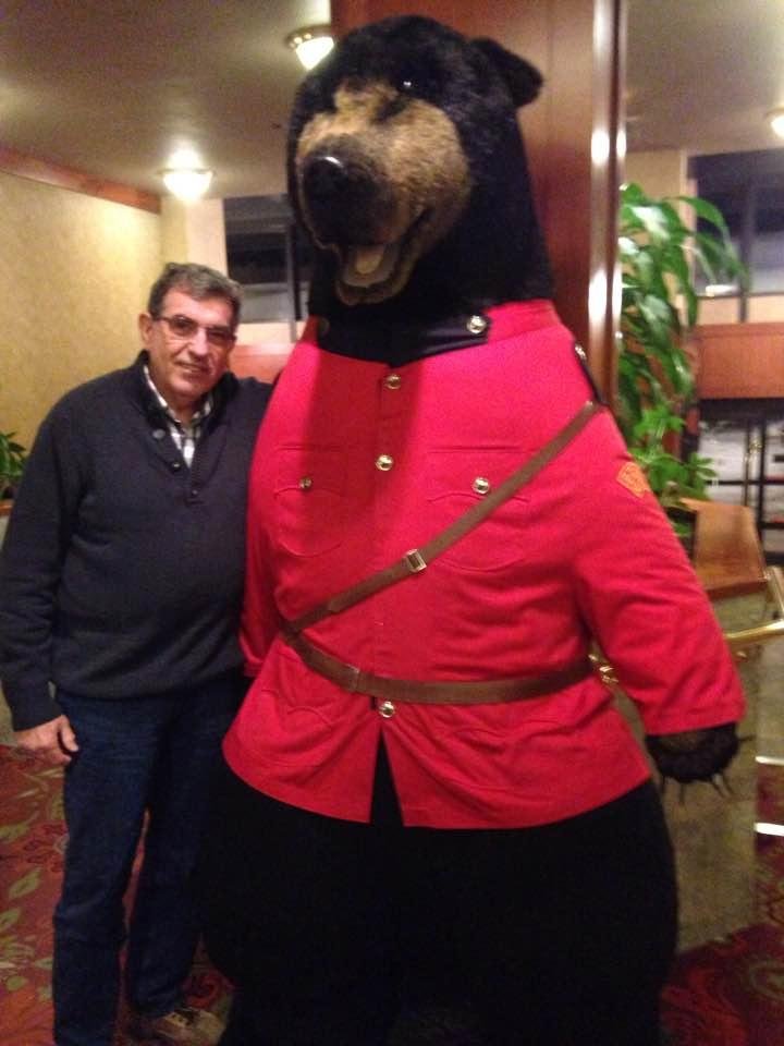 He helps keeping people in line in the lobby!'
