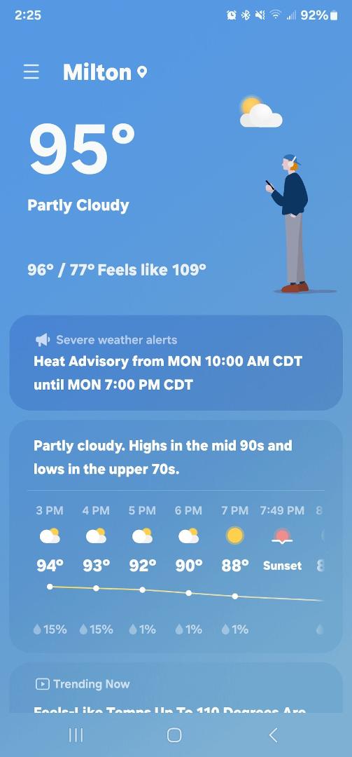 For all you fellow Iowans ,this 109 actually feel like 110 it's smoking hot down here ,cmon down the water is perfect