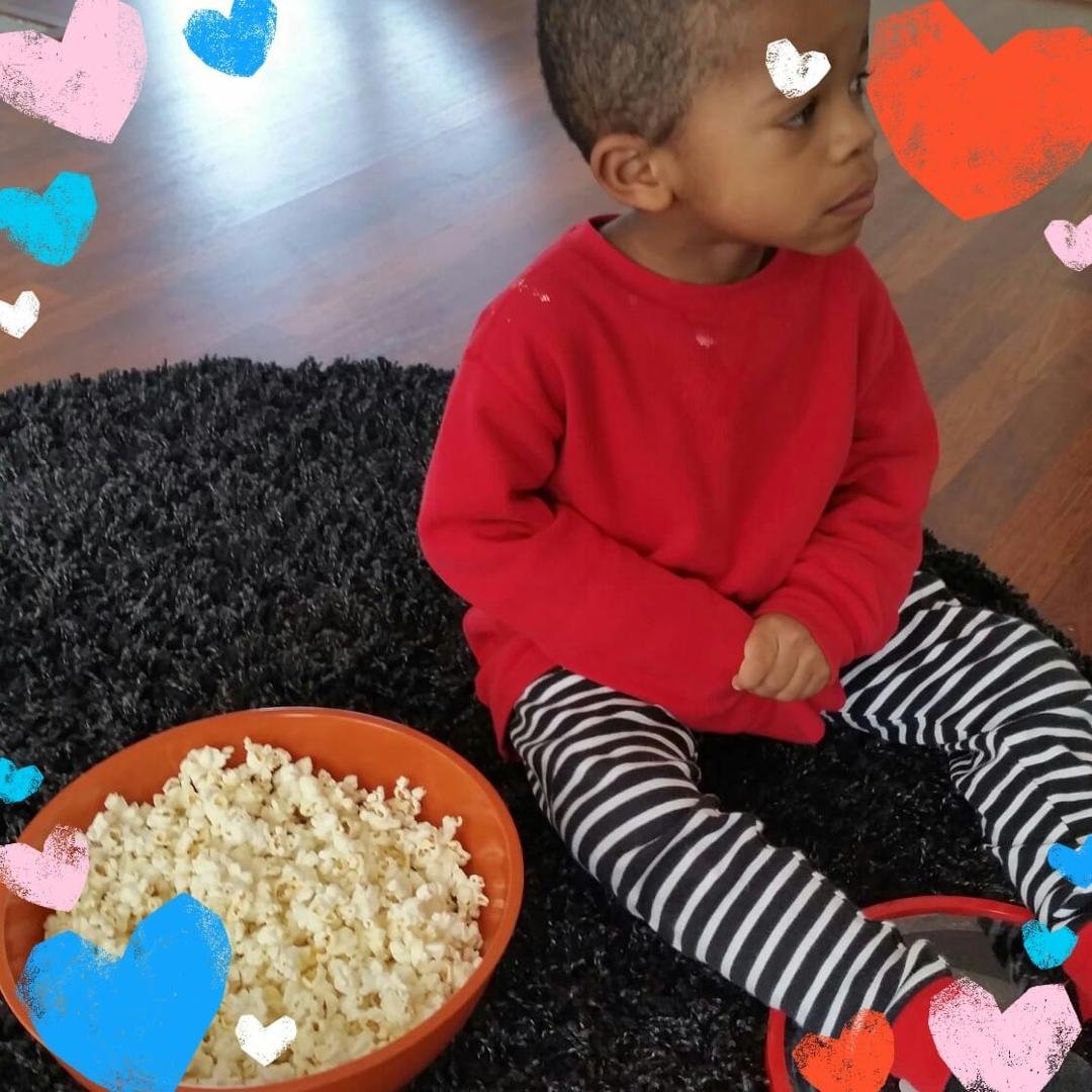Peanut loves popcorn