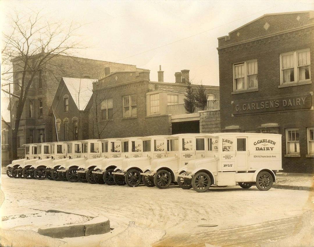 #tbt My Grandfather, Conrad Carlsen's Dairy Trucks in Chicago Il.