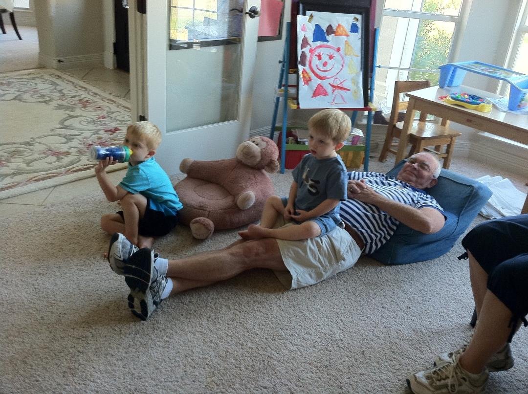 Watching some 'toons with the grandsons!