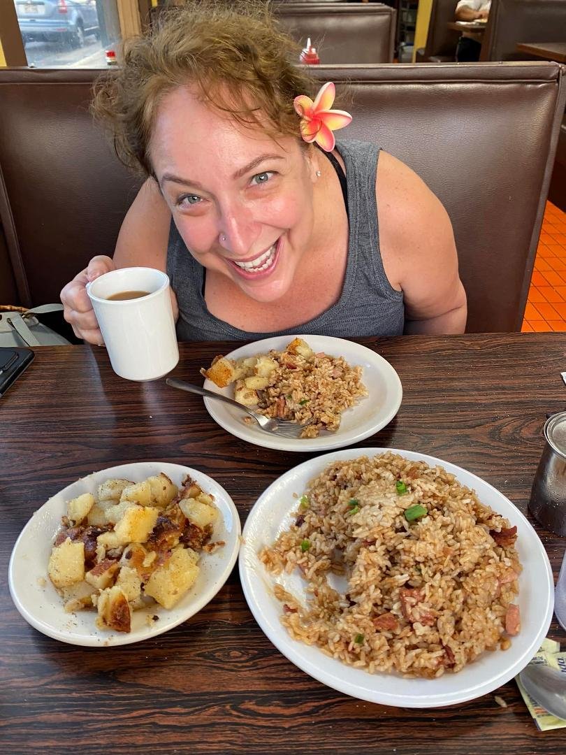 Damn! I’m glad we decided to split only a HALF-order of fried rice! (This may be our new favorite breakfast joint.)