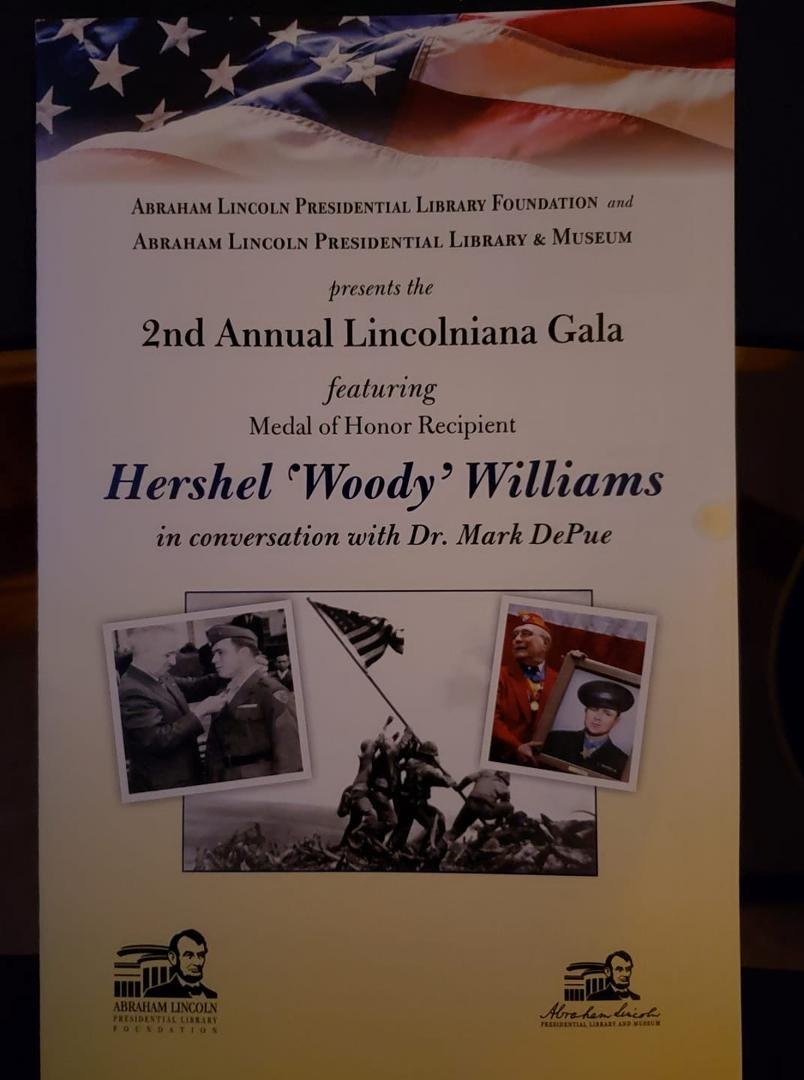 December 3, 2019. My daughter Cameo & I at The Lincoln Presidential Library in 
Springfield, IL listening to an amazing WWII veteran Hershel 'Woody' Williams. What an AMAZING person... We are BLESSED.