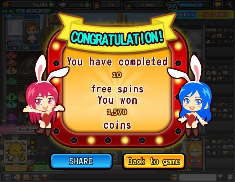 William Hearn played the "Wild West" Free spin and won 1,570 coins in Let's Vegas! Come to join now!