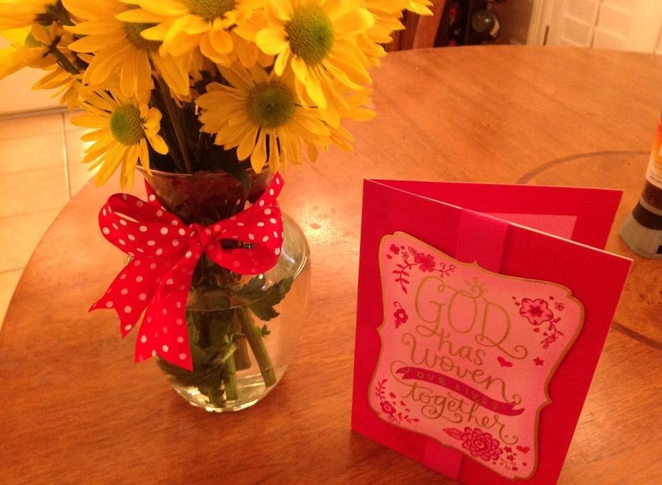 Just got the most touching and beautiful card and flowers from my love!!! Tony Mabile