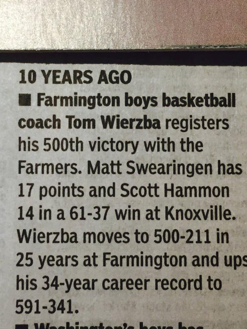 Another memory from 20 years ago. Basketball season was a great time. You were a great player for the Farmers Matt Swearingen. Proud of you then and even more proud of you now.