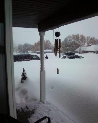Looking out the front door Monday February 7, 2011. Way more snow!