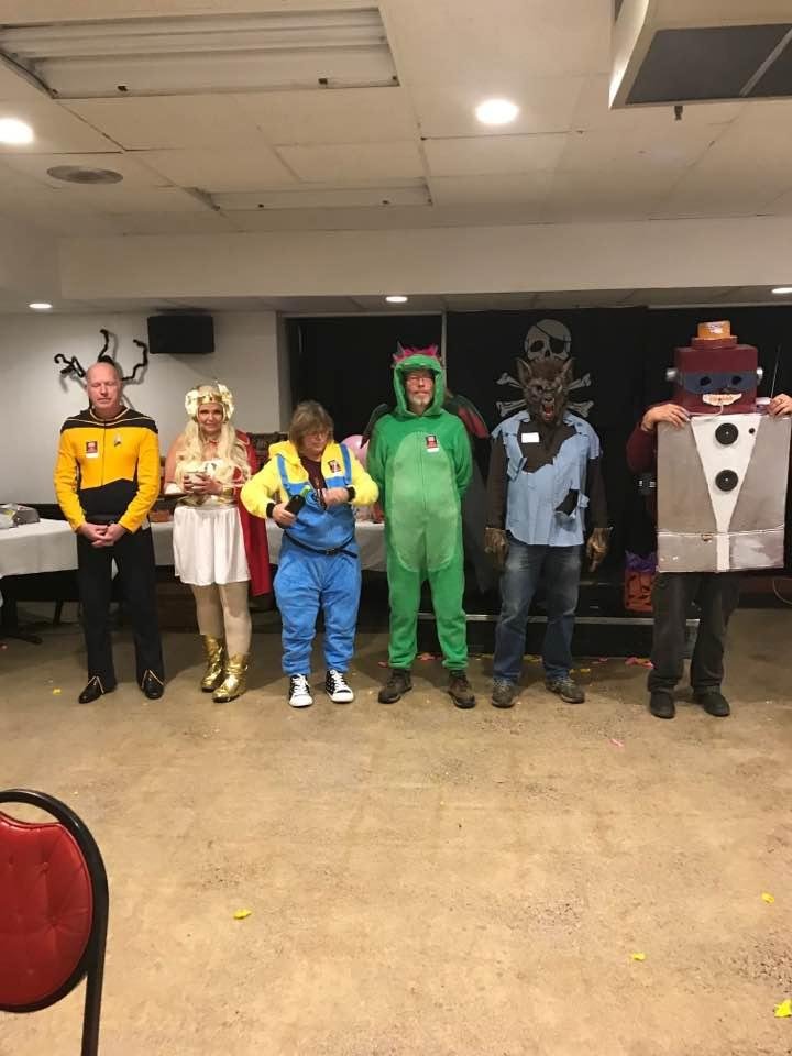 The 6 finalists for the costume contest at the Flash Mob..