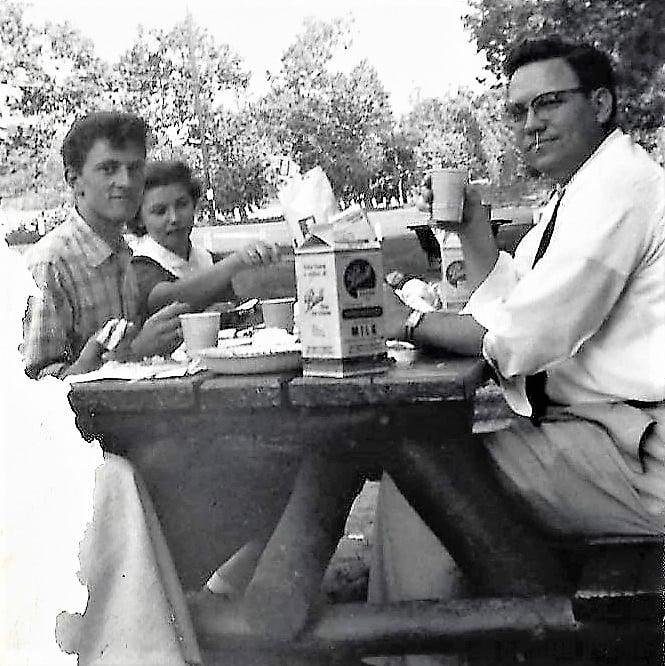 Cher, Jeff & Teresa, here's a picture of your mother & me (and Rev. Henry B. Ellis who married us). And, I believe this was taken the year before we were married...and it was in an Easter card from Gretchen (and was about 2