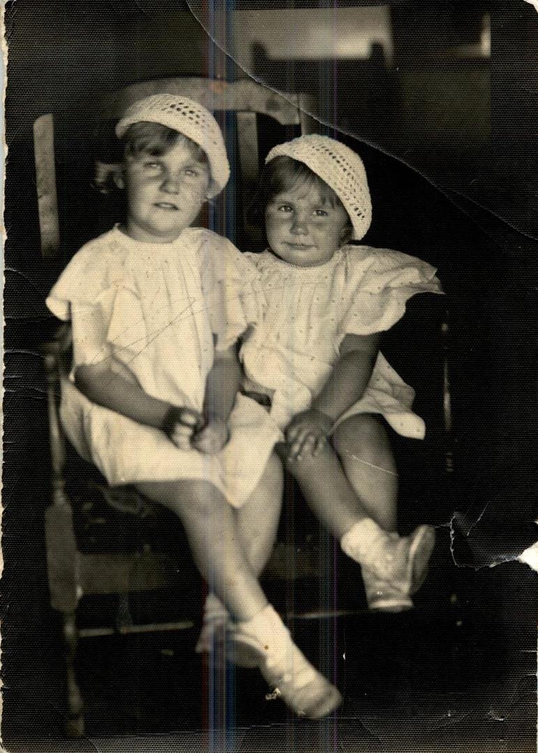 Throw back Thursday. Pic of Mom and Aunt Bonnie in 1934.