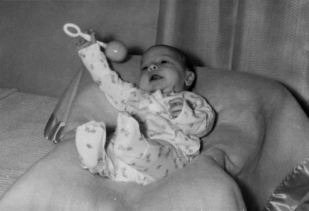 First portrait of David after he came home from the hospital in September, 1962