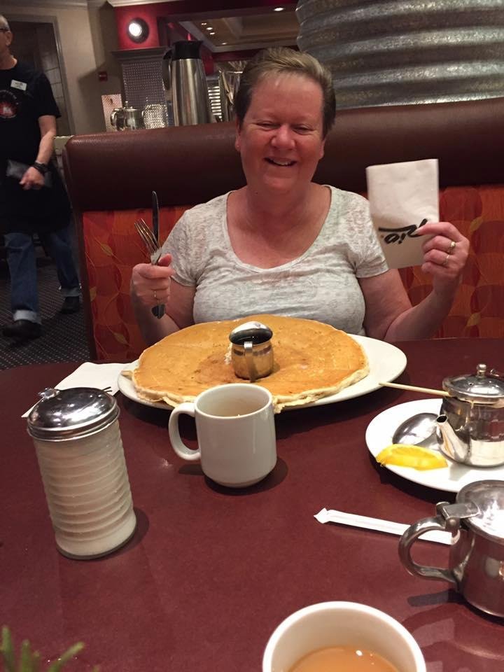 Someone wanted a pancake breakfast 😋
She couldn't eat half of it!!