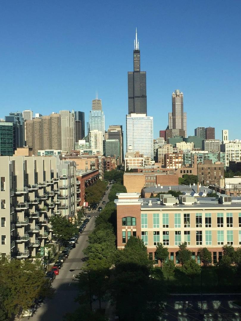 Joshua and Andrea's view looking east. The Willis building in Chicago.
