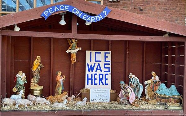 THE BEST NATIVITY CRECHE OF THE SEASON
This Nativity creche outside the Saint Susanna Catholic Parish in Dedham, Massachusetts, says all that needs to be said about White Christian Nationalism and our odious POTUS at this t