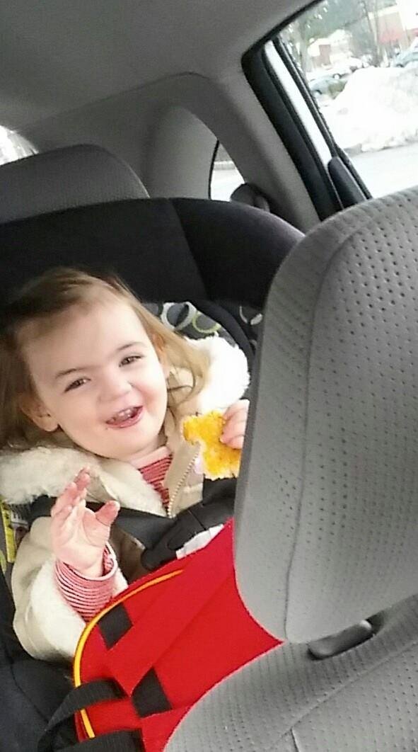 Miss Lily lovin' her hash browns.