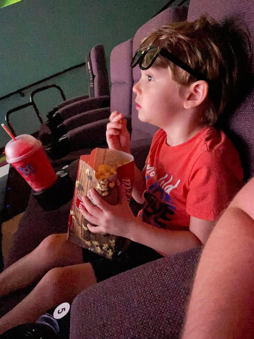 Great grandson Liam experiences a scary movie.