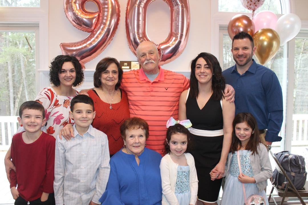 My family and my mom on her 90th birthday