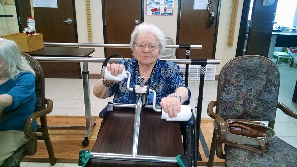 Mother at 97, she is exercising!! Way to go and that is why she is still going. Such an inspiration and joy to me!!