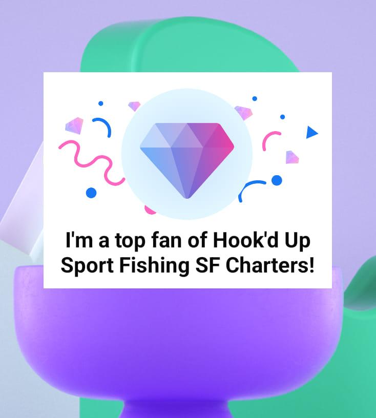 With Hook'd Up Sport Fishing SF Charters – I just got recognized as one of their top fans! 🎉