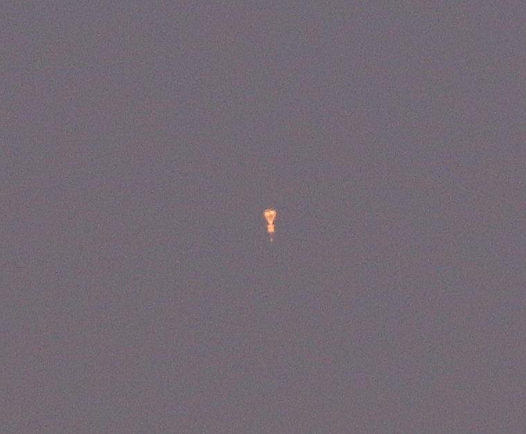 Just before sunset, I heard about a World View launch of a high altitude balloon launched about an hour earlier and dashed outside at the UofA to see if I could see it. It was a bright object low in the east-southeastern s
