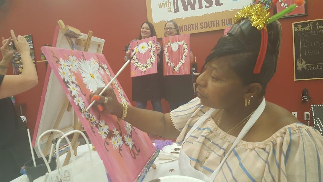 My sister painting for her birthday