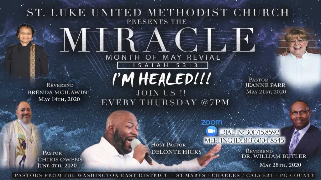 Beginning this Thursday at 7:00 p.m. Miracle Month of May: Isaiah 53:3 I'm Healed. Hope you all can attend. You will be moved by the Holy Spirit