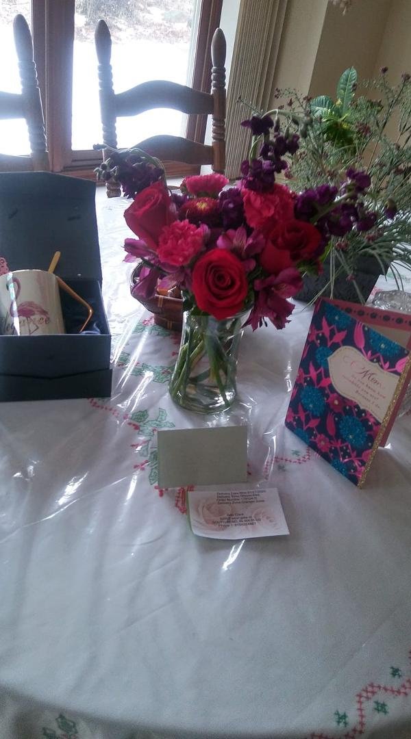 Thank you Debbie and Mike for the flowers and Cheryl and Noel for my flamingo cup.