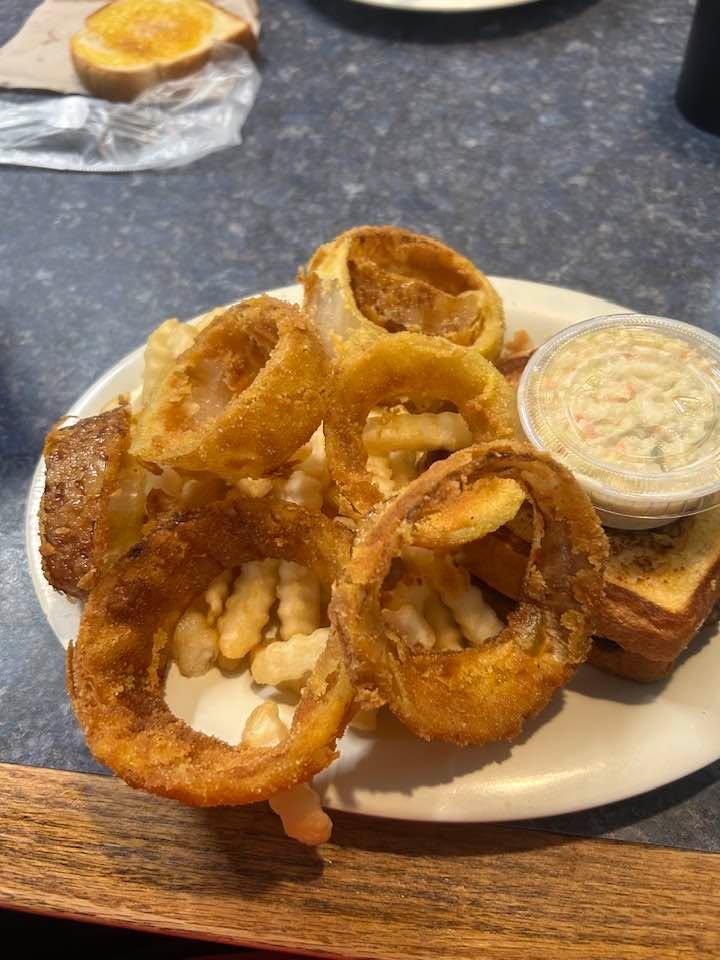 I had patty melt with half fries/ half onion rings with coleslaw