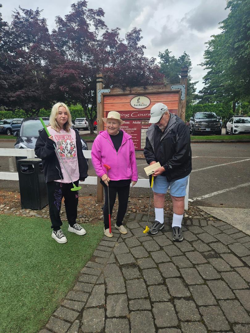 Mini golf with Barbara Sousley , Will sousley and Sara.