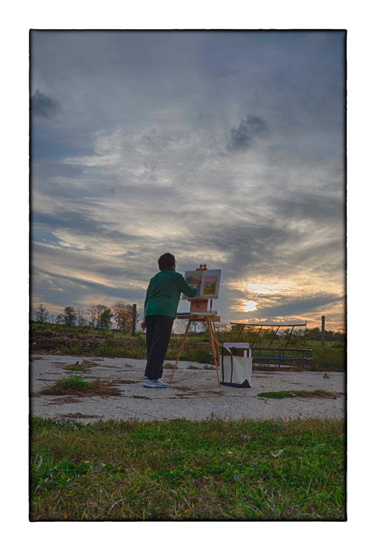 I call this Portrait of an Artist Painting a Sunset. This is Paulette at a painting retreat in Big Valley.