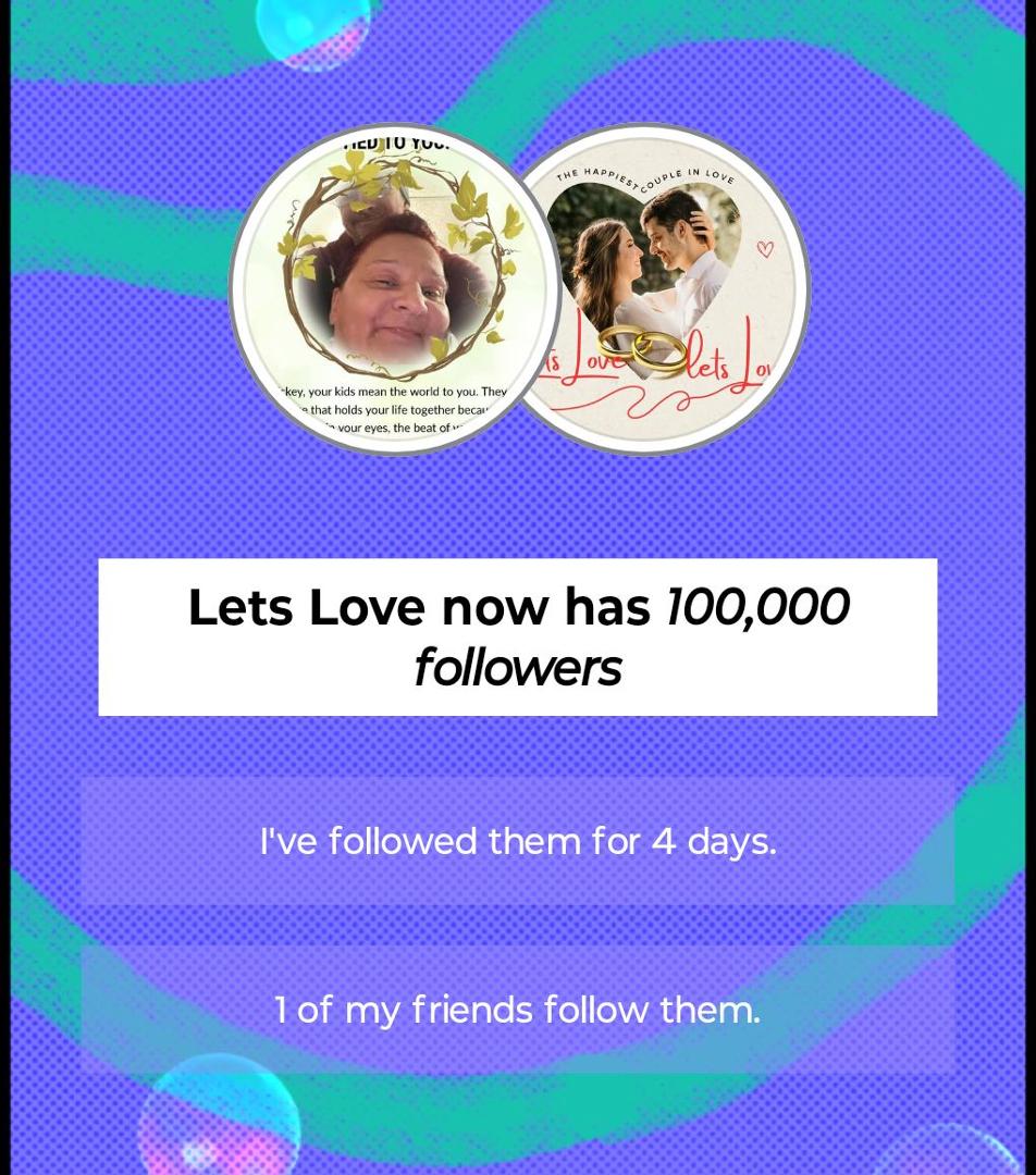 Happy to help Lets Love reach 100,000 followers