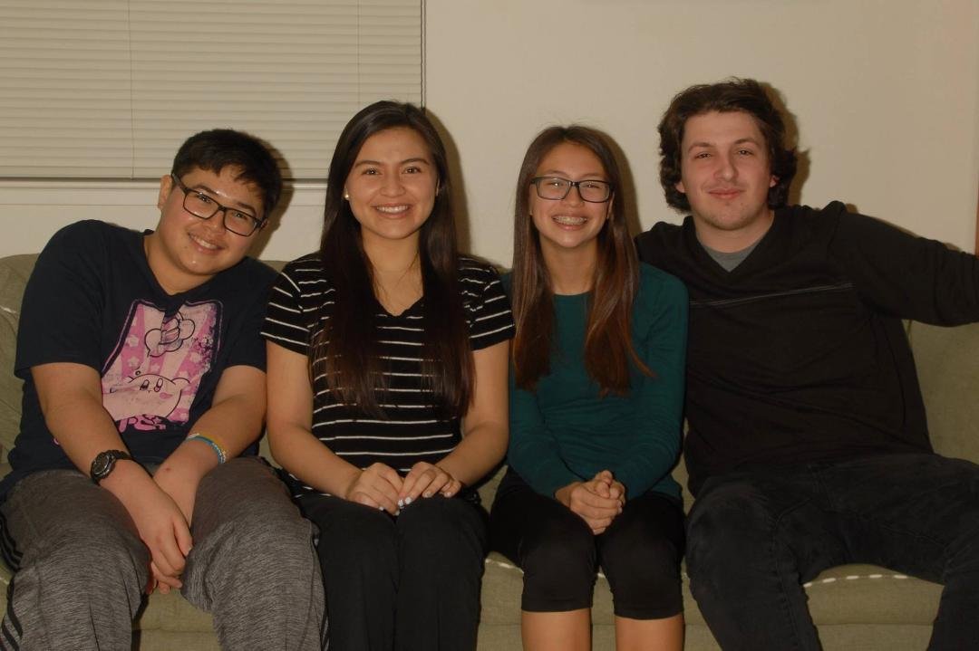 Christmas 2016 - daughters and grandsons - Rafe, Tia, Sofia, Josh