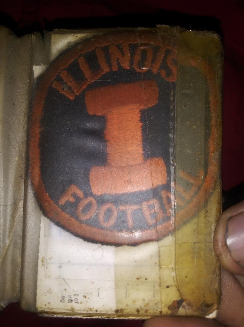 LOOKING in my "old" wallet for something- this pops up ! All thats left of my Football Team Blazer from Illinois. 56 years ago ! Did I just say 56 years ? Wow