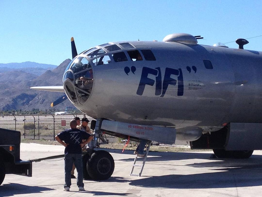 Went to see "FIFI" at the Palm Springs Air Museum today. It's the only flying B-29. Quite a sight and sound. Special treat for this old dog. Could have had a ride but the price was too high. Over a grand to ride in th