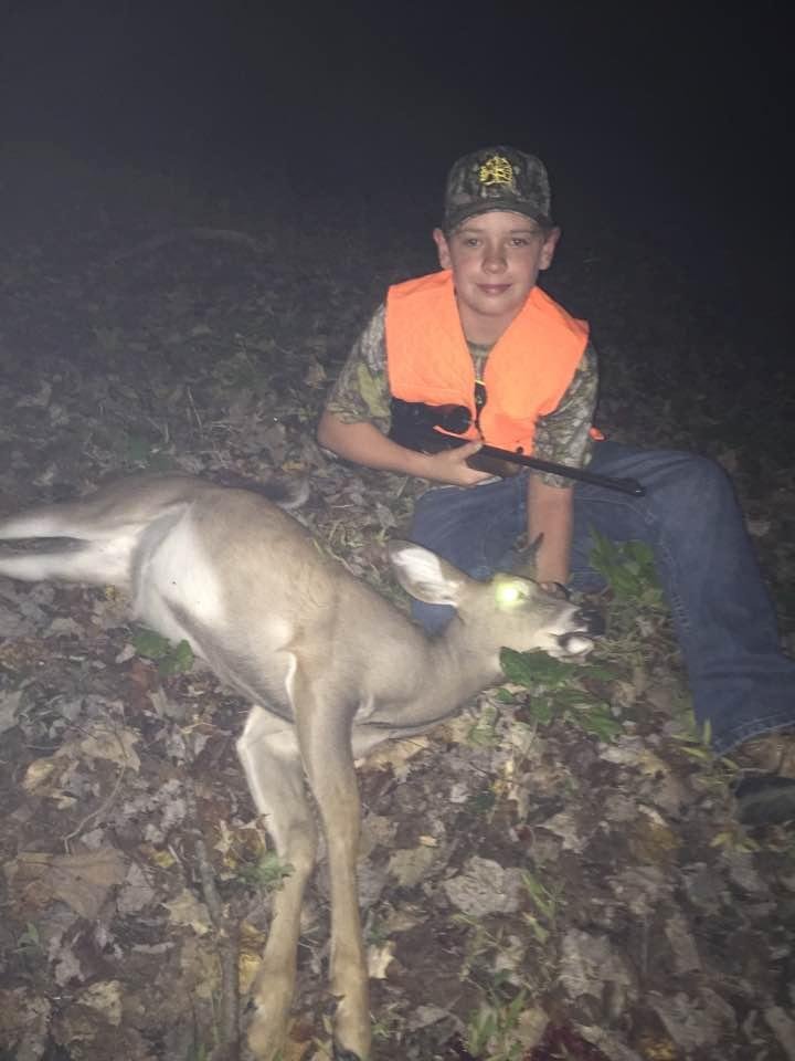 Grandson Luke's first deer---a 'button buck' on Youth Hunt Day in West Virginia! Congratulations Luke!