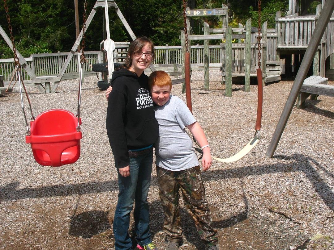 Crockett and his Mom Kyrie at the park in Gold Beach