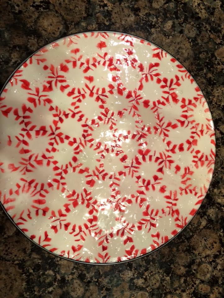 My first attempt on Pinterest. Peppermint plate.