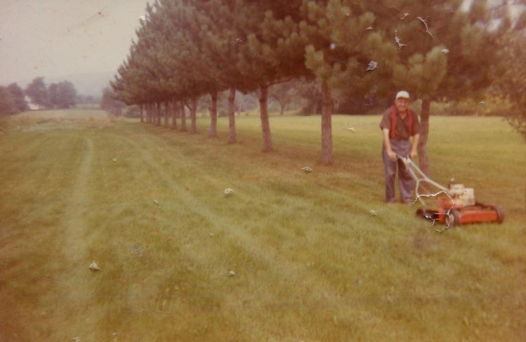 My Granpa before riding mowers were common