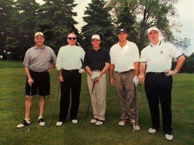 TBF 1989 @ UofM Course, Jim Harbaugh Charity Outing. L-R: Jim Thomas (RIP), Phil 'Batman' Jacobs, Dave Scher (Host), and an Unknown Indy Colt LS. Great time!