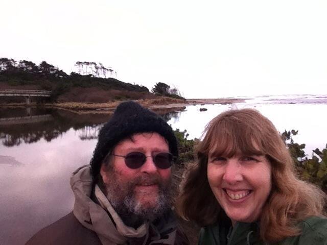 geocaching and enjoying Ona Beach on a walk from Lost Creek Wayside.