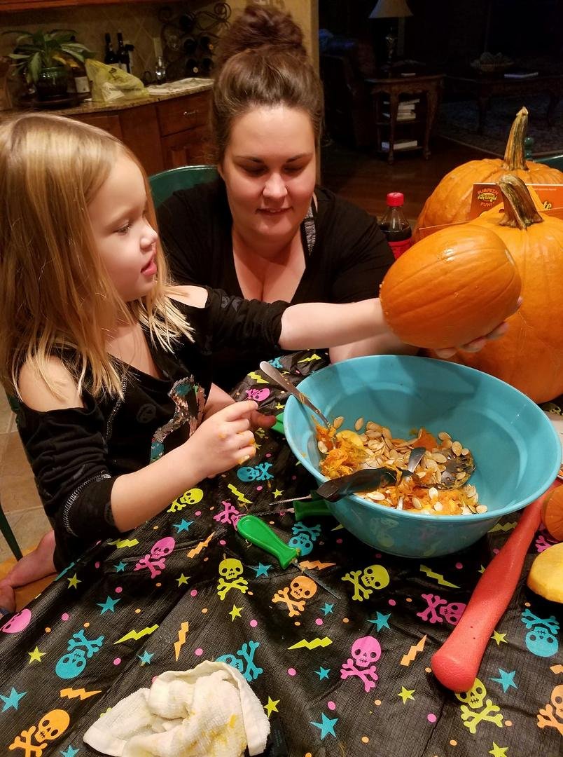 Making Halloween pumpkins with two of my sweeties!!