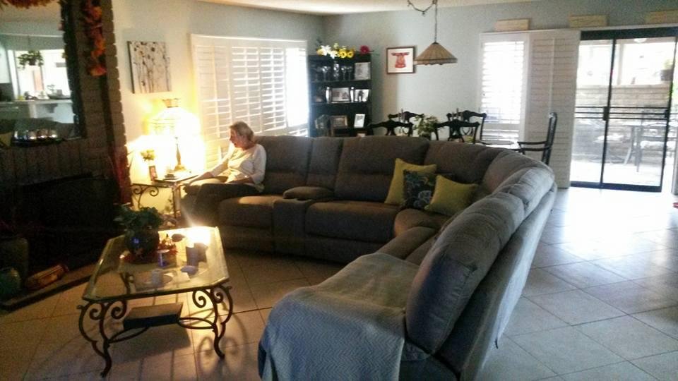 Reeny lounging in her new living room