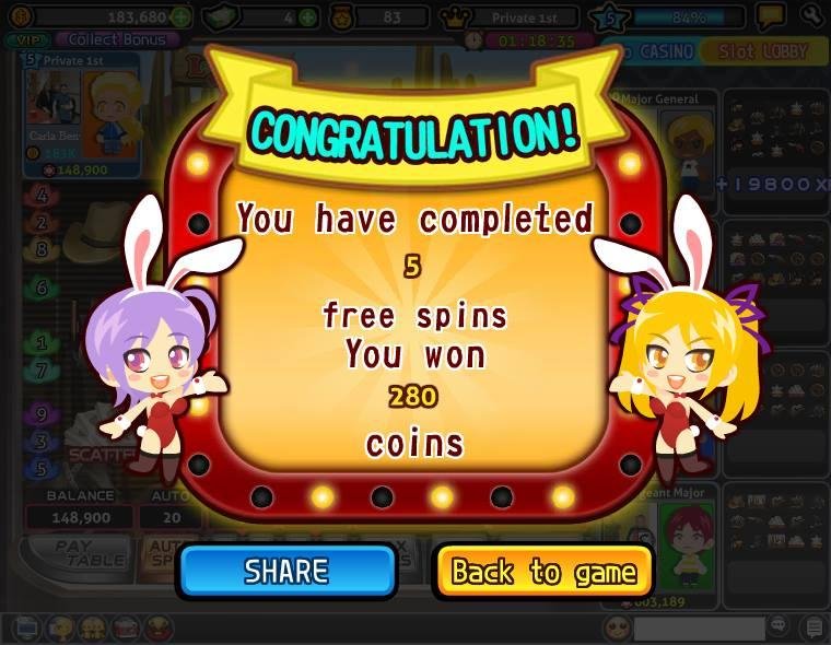 Carla Benway played the "Wild West" Free spin and won 280 coins in Let's Vegas! Come to join now!