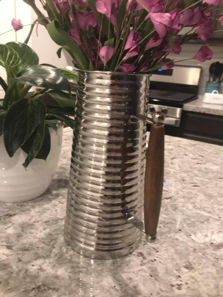 Sylvia bought this, I was gonna fill it with beer, but it turns out it’s for flowers