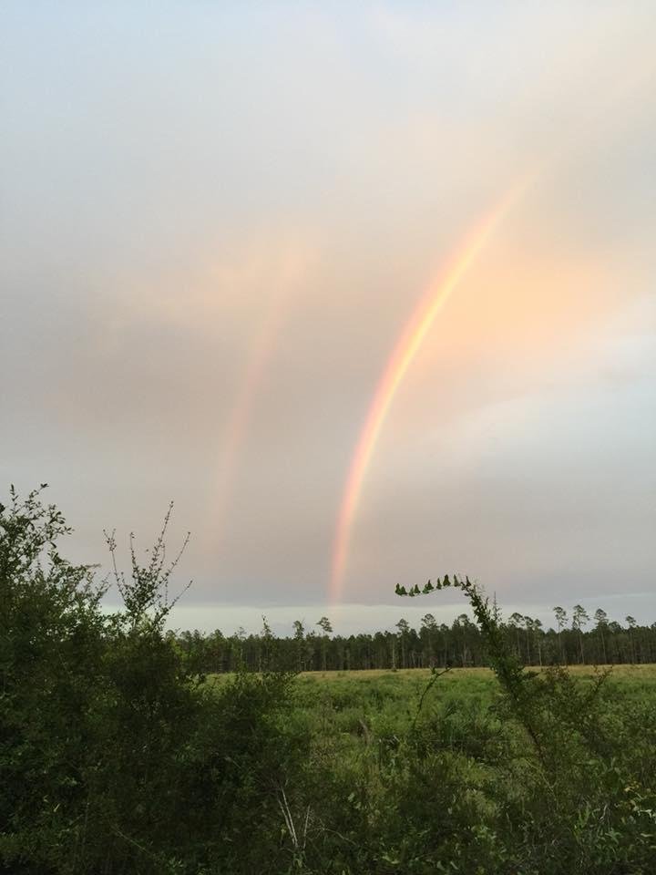 Coming back from Gores Landing tonight. Double rainbow.